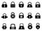 Black lock icons set