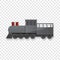 Black locomotive icon, cartoon style