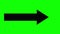 Black long animated arrow with cartoon wiggle effect on green background