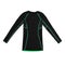 Black long sleeve sports shirt with green seams isolated on whit