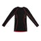 Black long sleeve sports shirt with red seams isolated on white