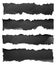 Black long torn paper isolated on a transparent background. Black Friday mockup.