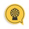 Black Lucky wheel icon isolated on white background. Yellow speech bubble symbol. Vector