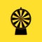 Black Lucky wheel icon isolated on yellow background. Long shadow style. Vector