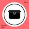 Black Lunch box icon isolated on red background. White circle button. Vector