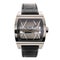 Black luxury timepiece watch made of titanium and with a leather strap
