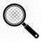 Black magnifier icon on transparent background. Vector