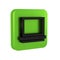 Black Makeup powder with mirror icon isolated on transparent background. Green square button.