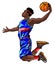 Black male basketball player jumping to shoot the ball