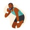 Black Male Character Use Inhaler cause to Asthma Attack Symptoms during Morning Jogging or Sports Exercises