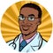 Black male doctor African American pop art avatar character icon