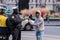 Black male making obscene gesture to a Philadelphia policeman