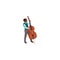 Black male musician in costume playing cello vector illustration