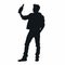 Black Male Silhouette Holding Beer Bottle: Starpunk Style With Realistic Forms