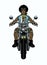 Black Man Afro Hair Biker Riding Motorcycle front angle