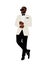 Black man character in formal tuxedo outfit.