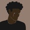 Black man crying. Tears on face of african american character, modern vector in flat style. Time stop racism concept. Pain from