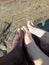 Black man feet and woman feet - racial diversity