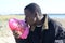 Black Man kissing his valentine