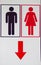 Black man and red woman toilet icon