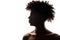 Black man silhouette masculine power on white