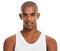 Black man, skincare studio and face for health, cosmetic wellness or aesthetic by white background. Young model, man and