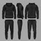 Black man sportswear hoodie and trousers vector mockup isolated