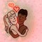 Black man and white woman. Lovers hug. Illustration for Valentine\\\'s Day. Hug Day.