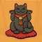 Black maneki neko talisman cat beckoning wealth