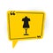 Black Mannequin icon isolated on white background. Tailor dummy. Yellow speech bubble symbol. Vector