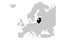 Black Map of Baltic countries on Gray Europe map