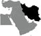 Black map of IRAN inside gray map of the Middle East