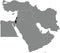 Black map of ISRAEL inside gray map of the Middle East