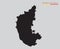 Black Map of Karnataka Vector Illustration Silhouette Design isolated on grey background