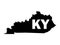 Black Map of Kentucky with Postal Code Abbreviation