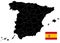 Black Map of Spain Isolated On White. Empty Map