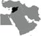 Black map of SYRIA inside gray map of the Middle East