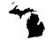 Black Map of USA State of Michigan