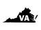 Black Map of Virginia with Postal Code Abbreviation