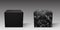 Black marble 3d render cube podium in vector. Blank realistic luxury surface for mockup template. Vector texture