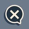 Black X Mark, Cross in circle icon isolated on grey background. Check cross mark icon. Long shadow style. Vector