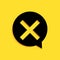 Black X Mark, Cross in circle icon isolated on yellow background. Check cross mark icon. Long shadow style. Vector