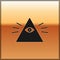 Black Masons symbol All-seeing eye of God icon isolated on gold background. The eye of Providence in the triangle