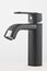 Black matte modern faucets, for the kitchen sink.  on white background