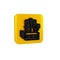 Black Mechanical robot hand icon isolated on transparent background. Robotic arm symbol. Technological concept. Yellow