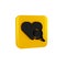 Black Medical heart inspection icon isolated on transparent background. Heart magnifier search. Yellow square button.