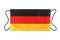 Black medical mask with the image of the German flag. Black medical mask as a symbol of mortal danger Covid-19 in