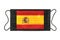 Black medical mask with the image of the spanish flag. Black medical mask as a symbol of mortal danger Covid-19 in Spain