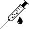 Black medical syringe, hypodermic needle, Inject needle concept of vaccination, injection. Trendy flat style. vector illustration.