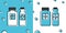 Black Medicine bottle icon isolated on blue and white background. Bottle pill sign. Pharmacy design. Random dynamic